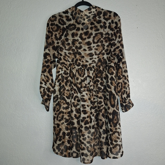 Ivy Jane Leopard Print Semi-Sheer Boho Hi Low Tunic/Dress Size XS - Picture 2 of 9